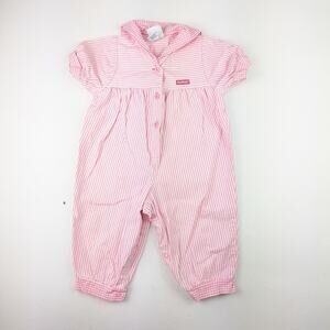 Vintage Oshkosh Pink/White Stripe Romper 6-9 months